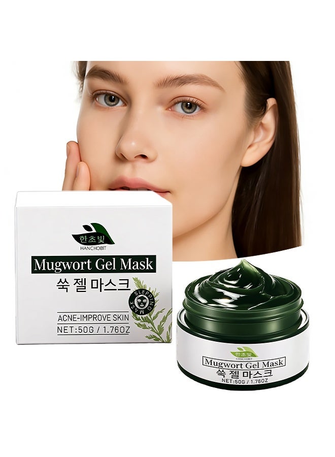 HANCHOBIT Mugwort Gel Mask - Gentle and Moisturizing for Clearing Acne-Prone Skin, Deeply Cleansing Pores, Hydrating and Nourishing, Sleep Mask 50g - Image 1